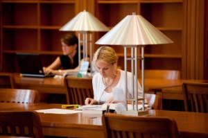 Student in library